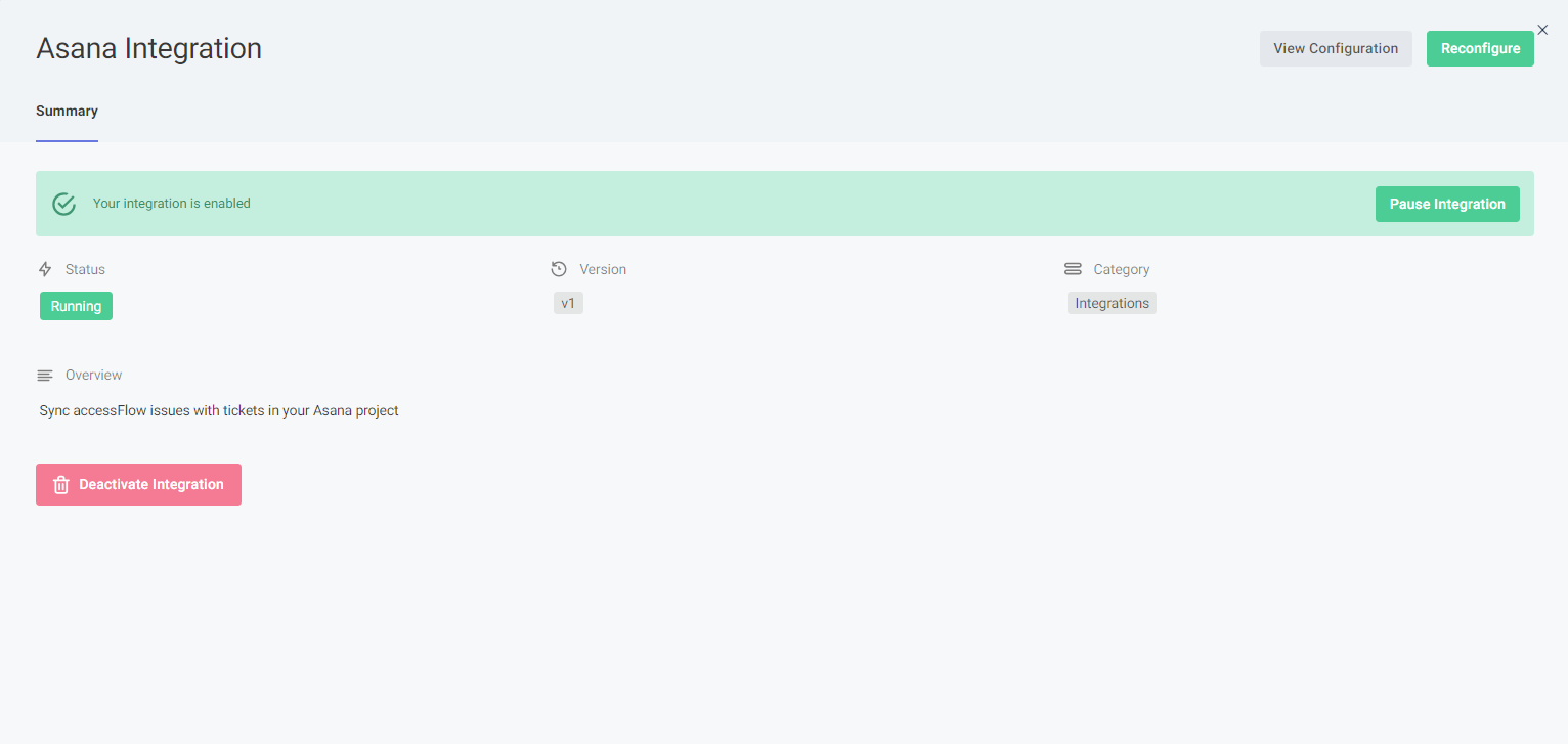 Screenshot of reconfigure asana