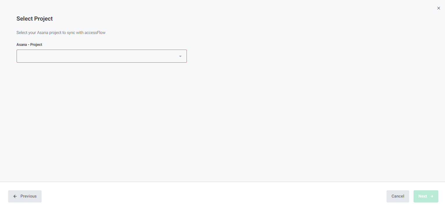 Screenshot of select asana project