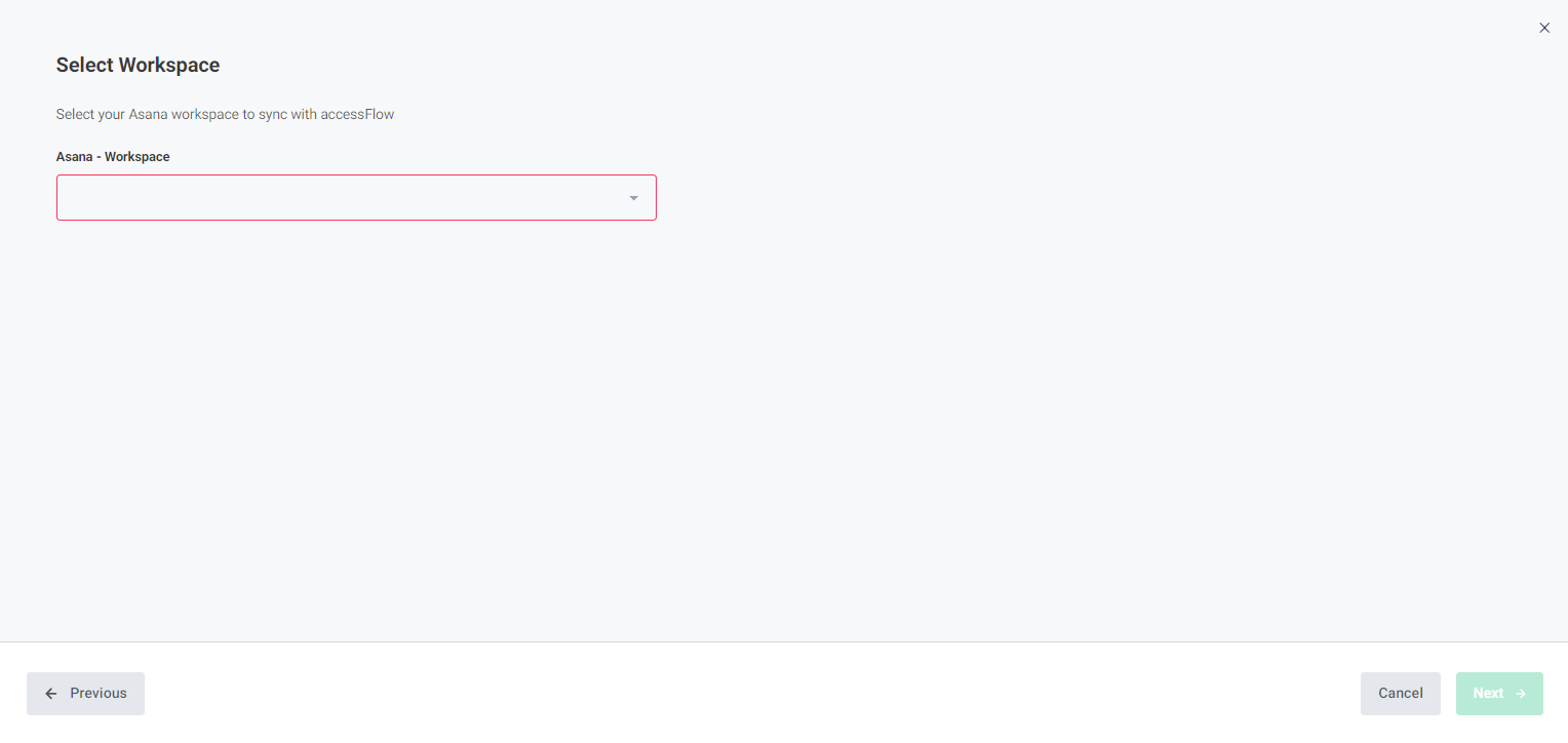 Screenshot of select asana workspace