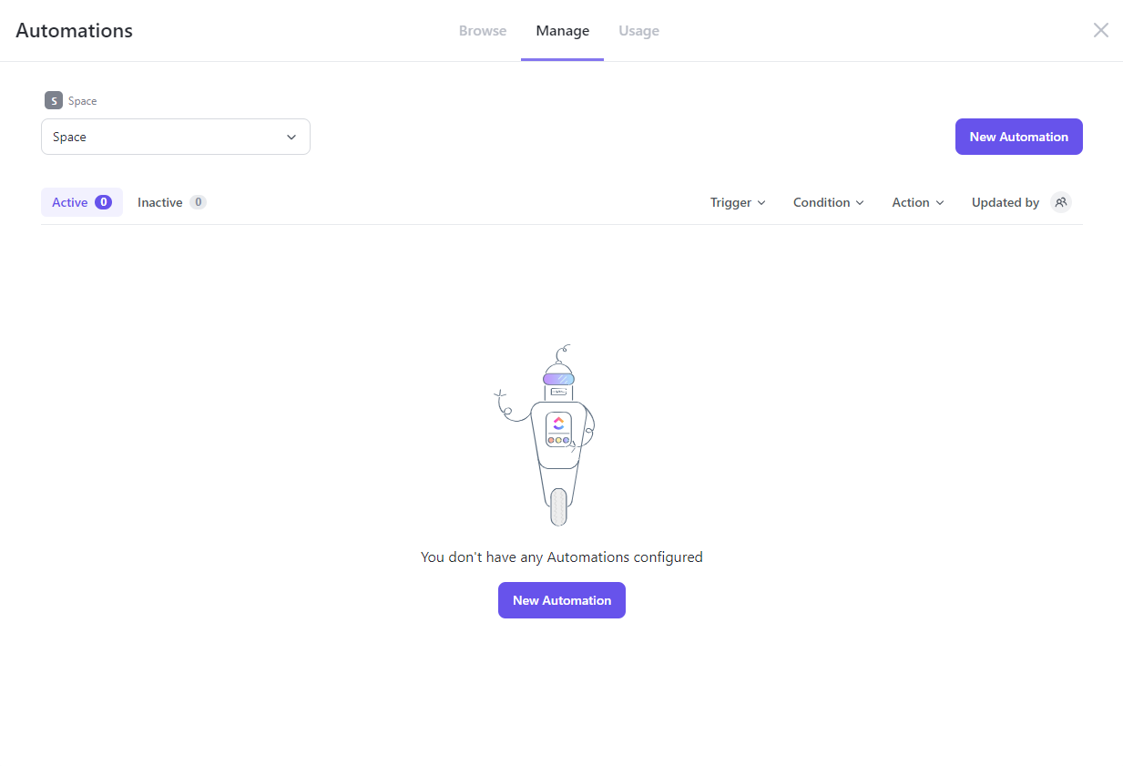 Screenshot of new automation