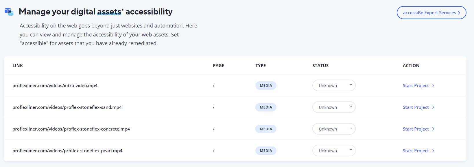 Screenshot of manage your digital assets