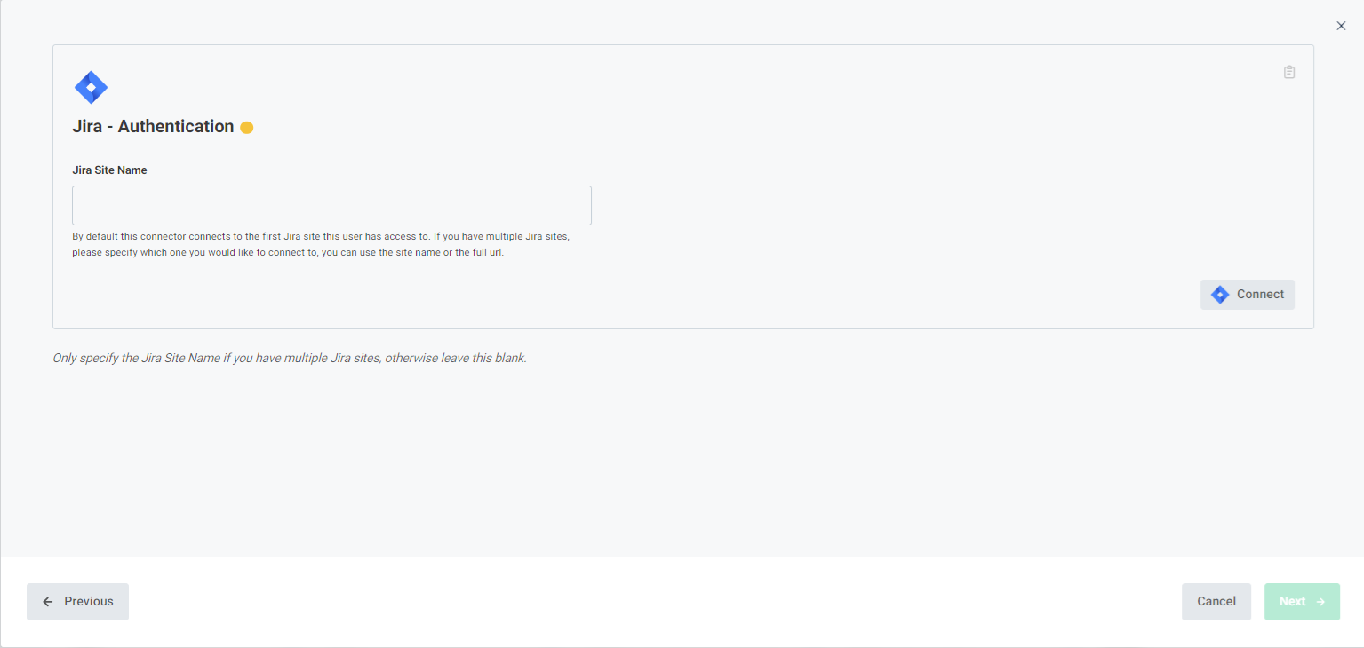 Screenshot of Jira site name