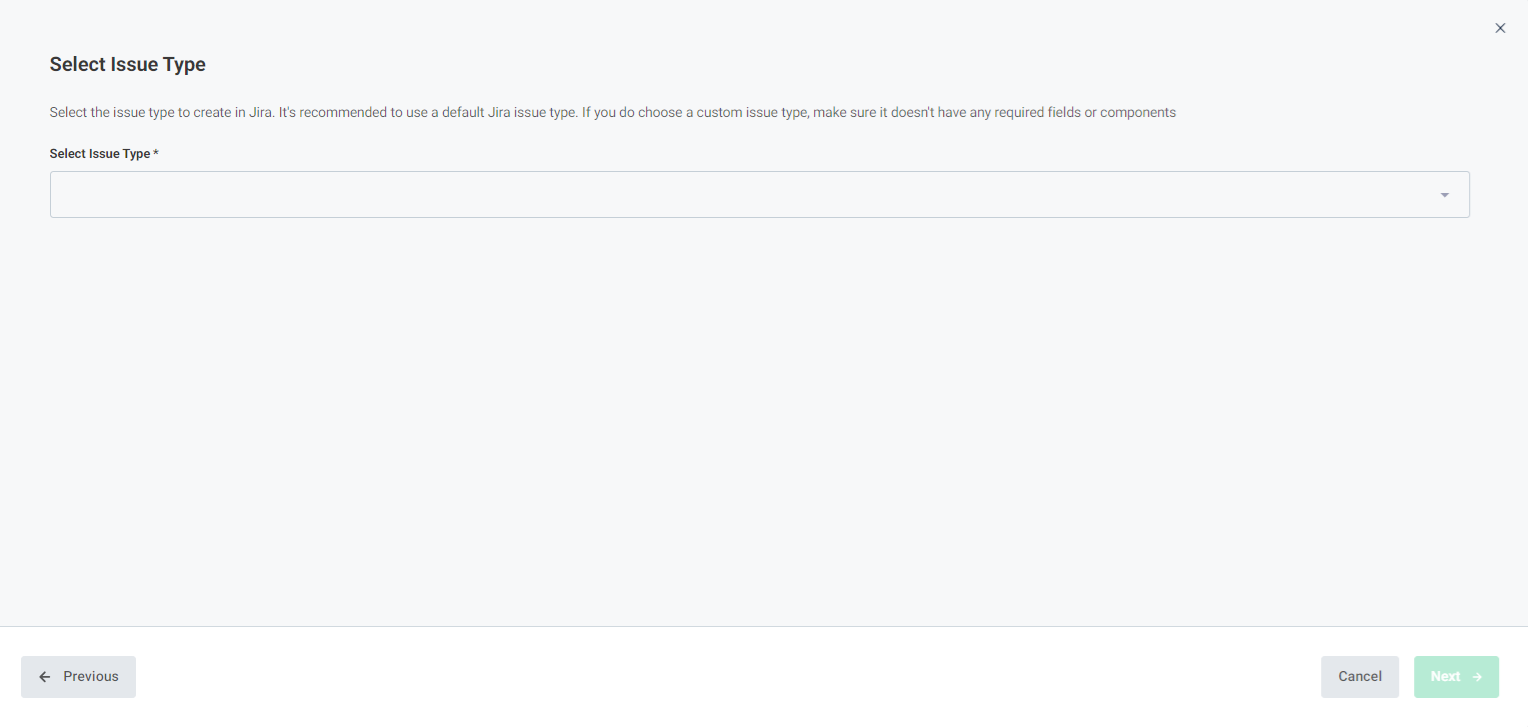 Screenshot of Jira select issue type
