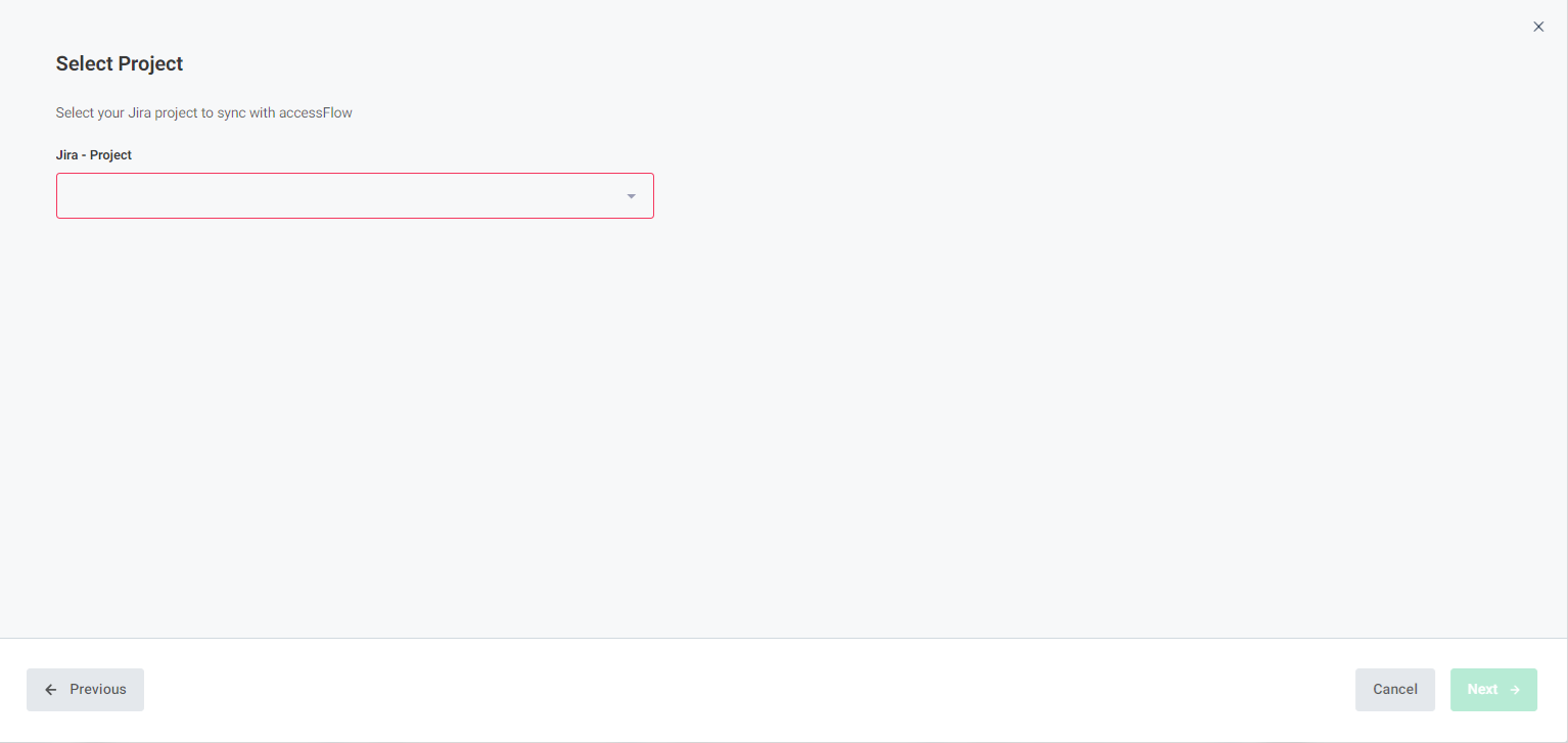 Screenshot of select a Jira Project