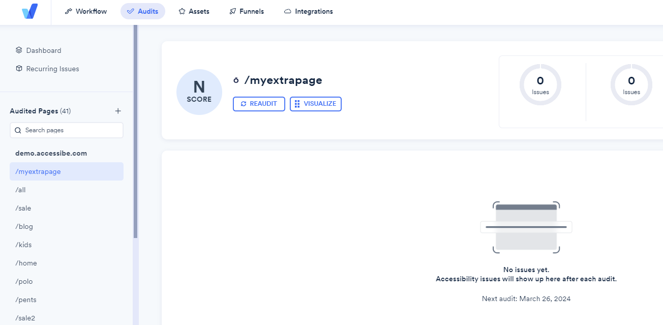 Screenshot of reaudit page