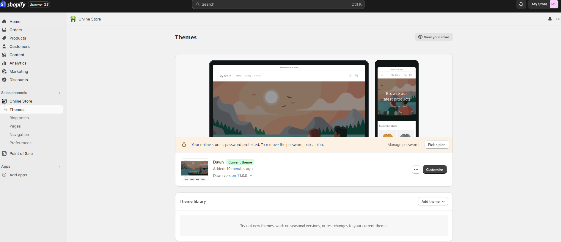 Screenshot of Online store themes