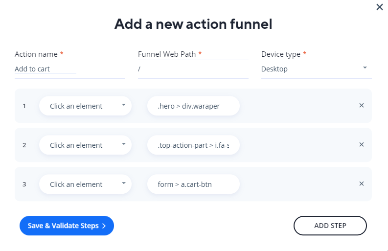 Screenshot of save and validate steps