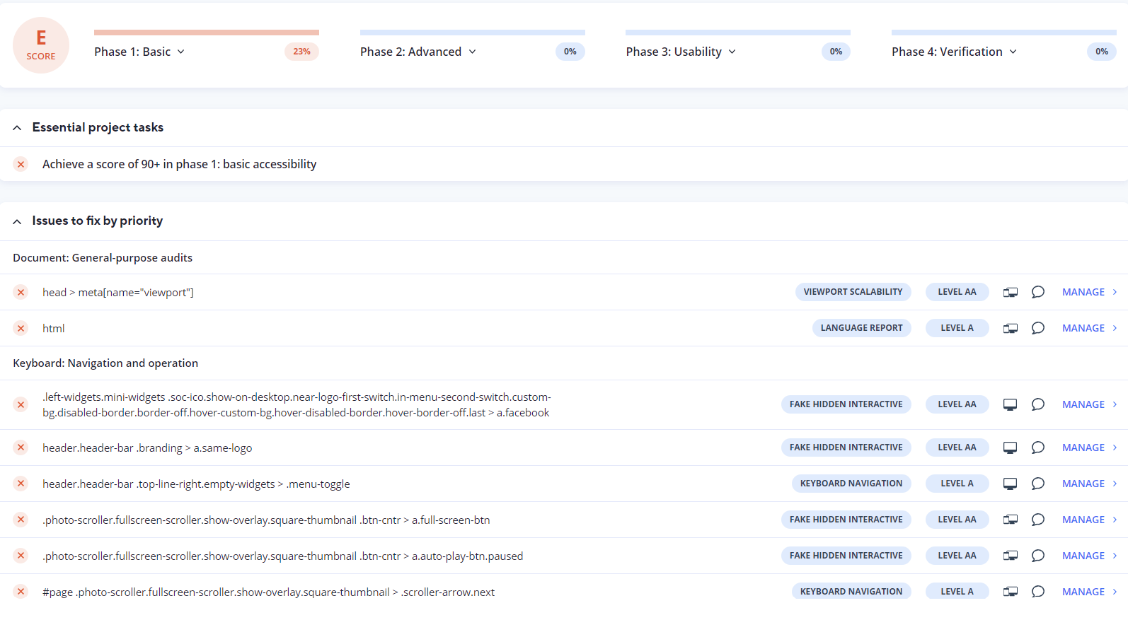 Screenshot of workflow progress and issues